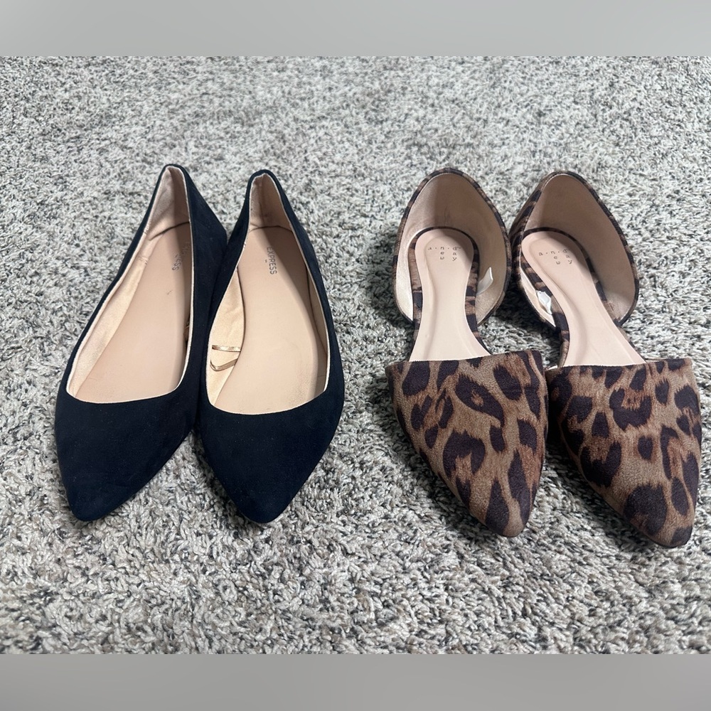 Stylish Black and Leopard Print Women's Flats